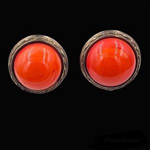 Rare Nettie Rosenstein Sterling Art Glass Clip Earrings